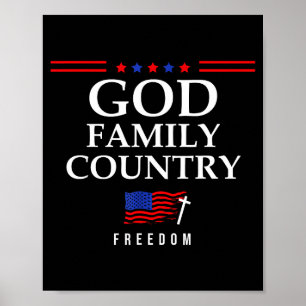 God Familie Land Ons Vlag Christelijke Spreuk Dom Poster