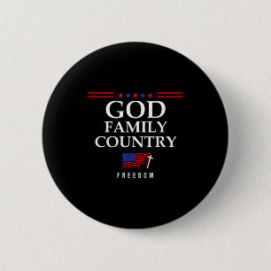 God Familie Land Ons Vlag Christelijke Spreuk Dom Ronde Button 5,7 Cm