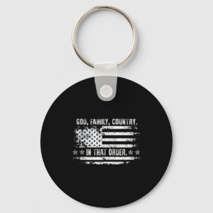 God Familie Land Patriottisch Geloof Trots Usa Voo Sleutelhanger