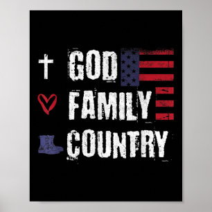 God Familie Land Patriottische Veteraan Soldaat Ge Poster