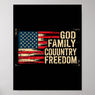 God Familie Land Vrijheid Verenigde Staten Vlag Poster