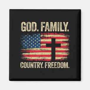 God Familie Land Vrijheid VS Vlag Kruis Magneet