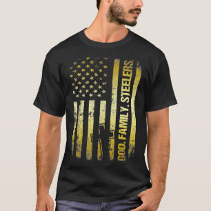 God Familie Steeler Us Vlag Vaderdag Pap Funny T-shirt