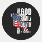 God Family Country American Flag Christian Patriot Ronde Sticker (Voorkant)