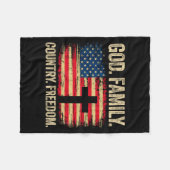 God Family Country Dom Usa Flag Cross Fleece Deken (Voorkant (Horizontaal))