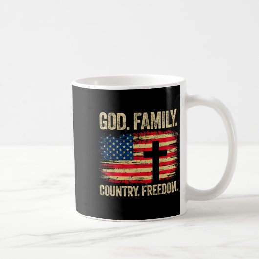 God Family Country Dom Usa Flag Cross Koffiemok (Rechts)