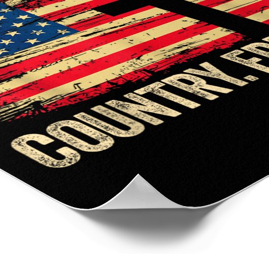 God Family Country Dom Usa Flag Cross Poster (Hoek)
