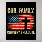 God Family Country Dom Usa Flag Cross Poster (Voorkant)