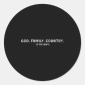 God Family Country In That Order Ronde Sticker (Voorkant)