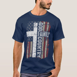 God Family Country Patriotic Christelijk Cross USA T-shirt