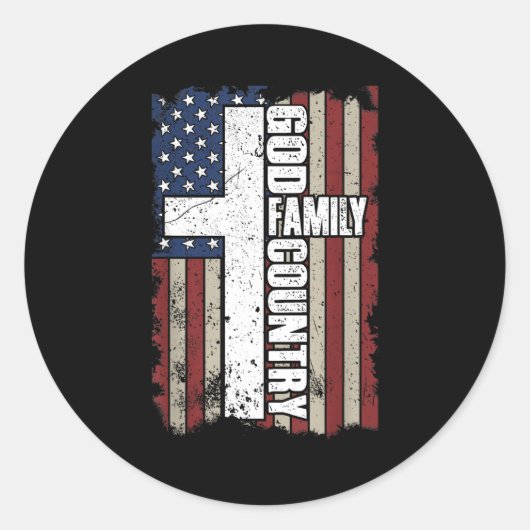 God Family Country Ronde Sticker (Voorkant)