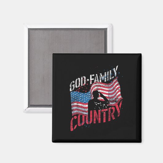 God Family Country Soldier Amerikaanse vlag Amerik Magneet (Voorkant / Achterkant)