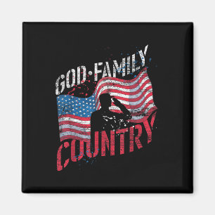 God Family Country Soldier Amerikaanse vlag Amerik Magneet