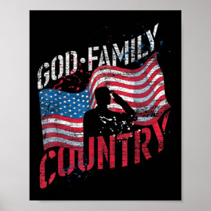 God Family Country Soldier Amerikaanse vlag Amerik Poster