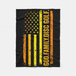 God Family Disc Golf Us American Flag Father's Day Fleece Deken