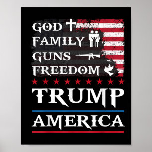 God Family Pistolen & Freedom Trump America Su Poster