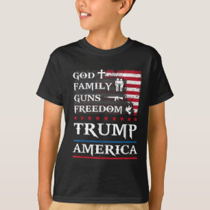 God Family Pistolen & Freedom Trump America Su T-shirt