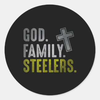 God Family Steelers Ronde Sticker