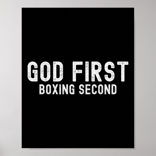 God First Boxing Second - Grappige Boksen Liefhebb Poster (Voorkant)