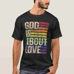 God gaat over liefde Christelijke regenboogkleur T-shirt