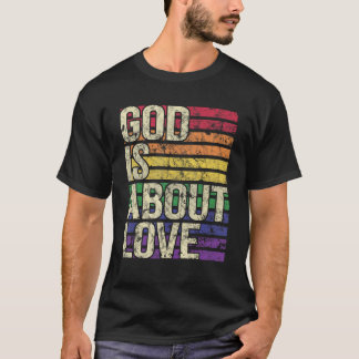 God gaat over liefde Christelijke regenboogkleur T-shirt