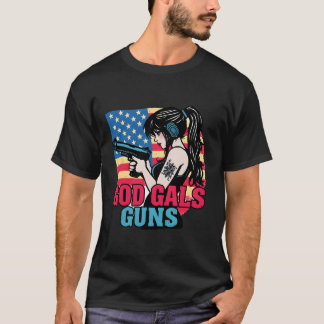 ''God Gals Guns'' Amerikaanse Stijl  T-shirt