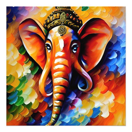 God Ganesha Colorful Painting Foto Afdruk (Voorkant)