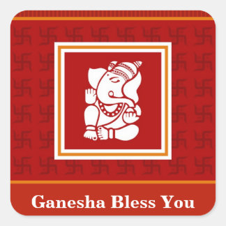 God Ganesha Design Vierkante Sticker