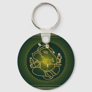 God Ganesha op groen - Sleutelhanger