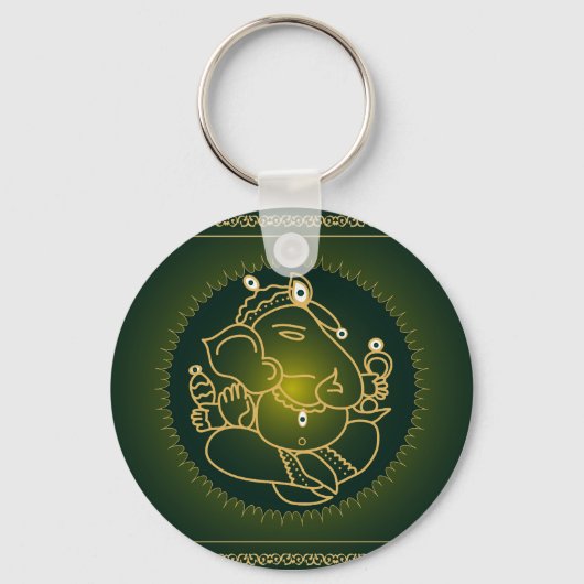 God Ganesha op groen - Sleutelhanger (Voorkant)