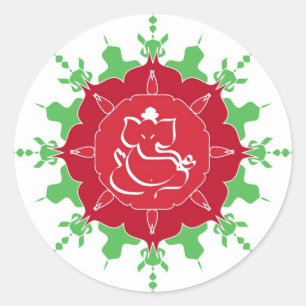 God Ganesha over rode bloem Ronde Sticker