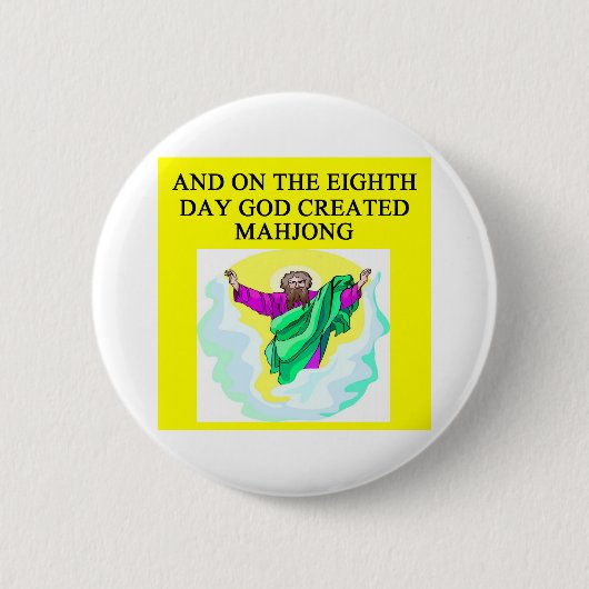 god gecreeerde mahjong ronde button 5,7 cm (Voorkant)