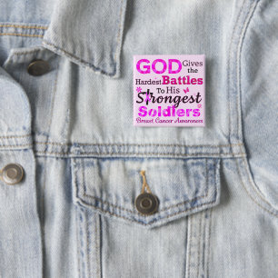 GOD Geeft de Hardste Gevechten Vierkante Button 5,1 Cm