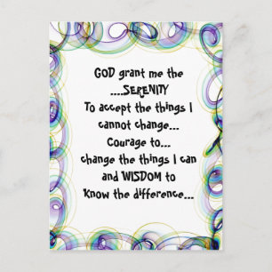 GOD geeft me de SERENITEIT op een kleurrijk briefk Briefkaart