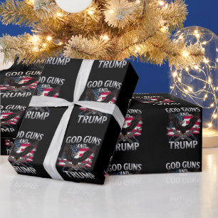 God Geweren En Trump Adelaar Amerikaanse Vlag Vint Cadeaupapier