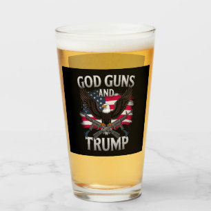 God Geweren En Trump Arend Amerikaanse Vlag Vintag Glas
