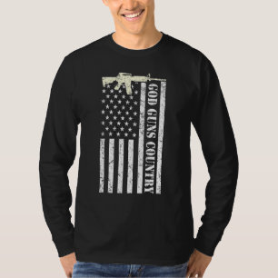 God Geweren Land Met Geweer Amerikaanse Vlag Patri T-shirt
