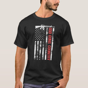 God Geweren Land Met Geweer Amerikaanse Vlag Patri T-shirt