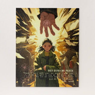 God Gives Me Peace - Christian Vintage Retro Anime Legpuzzel