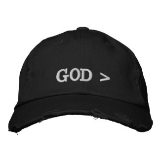 God > God is groter dan....Alles pet. Geborduurde Pet