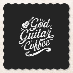 God Guitar Coffee Music Lover Funny Christelijk Kartonnen Onderzetters