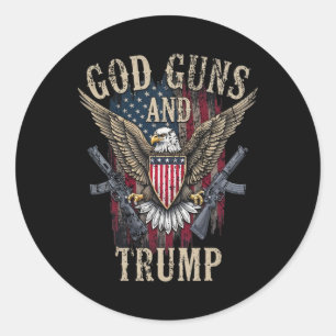 God Guns En Trump  Ronde Sticker