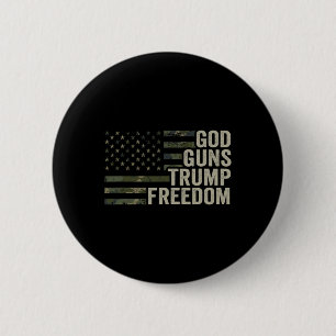 God Guns Trump Vrijheid - Grappige Camouflage Pro  Ronde Button 5,7 Cm