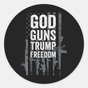God Guns Trump Vrijheid - Grappige Pro Gun Usa Vla Ronde Sticker