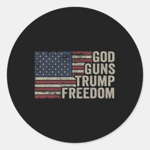 God Guns Trump Vrijheid - Pro Gun Usa Vlag Grappig Ronde Sticker