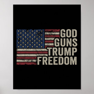 God Guns Trump Vrijheid - Pro Wapen Usa Vlag Grapp Poster