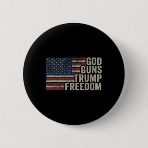 God Guns Trump Vrijheid - Pro Wapen Usa Vlag Grapp Ronde Button 5,7 Cm