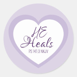 God Heals the Brokenhearted Light Purple Comfort Ronde Sticker