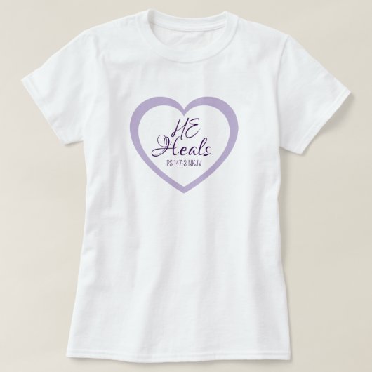 God Heals the Brokenhearted Light Purple Comfort T-shirt (Design voorkant)