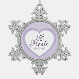 God Heals the Brokenhearted Light Purple Tin Sneeuwvlok Ornament
